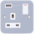 Selectric Metal Clad 1 Gang 13A Switched Socket with USB Outlet