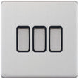Selectric 5M-Plus Satin Chrome 3 Gang 10A 2 Way Switch with Black Insert