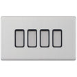 Selectric 5M-Plus Satin Chrome 4 Gang 10A 2 Way Switch with Black Insert