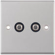 Selectric 7M-Pro Satin Chrome 2 Gang Satellite Socket with Black Insert