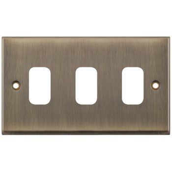 Selectric 7M-Pro GRID360 Antique Brass 3 Gang Faceplate