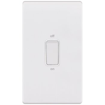 Selectric 5M-Plus Matt White 2 Gang 45A DP Switch with White Insert