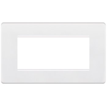 Selectric 5M-Plus Matt White 2 Gang Euro Plate with Quad Aperture