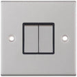 Selectric 5M Satin Chrome 2 Gang 10A 2 Way Switch with Black Insert