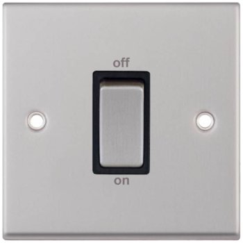 Selectric 7M-Pro Satin Chrome 1 Gang 45A DP Switch with Black Insert