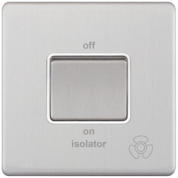 Selectric 5M-Plus Satin Chrome 1 Gang 10A 3 Pole Fan Isolator Switch with White Insert