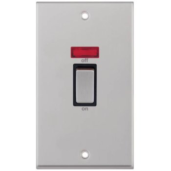 Selectric 7M-Pro Satin Chrome 2 Gang 45A DP Switch with Neon and Black Insert