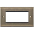 Selectric 5M Antique Brass 2 Gang Euro Plate with Quad Aperture