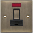 Selectric 5M Antique Brass 13A DP Switched Fused Connection Unit with Neon and Black Insert