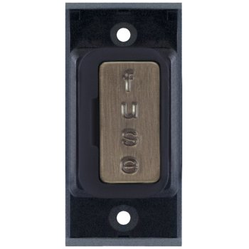 Selectric GRID360 Antique Brass 13A Fused Connection Unit Module with Black Insert