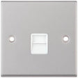 Selectric 7M-Pro Satin Chrome 1 Gang Telephone Secondary Socket with White Insert