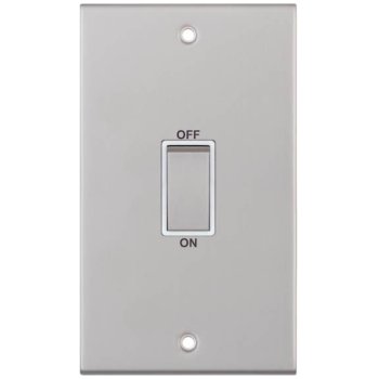 Selectric 5M Satin Chrome 2 Gang 45A DP Switch with White Insert