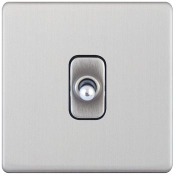 Selectric 5M-Plus Satin Chrome 1 Gang 10A Intermediate Toggle Switch with Black Insert