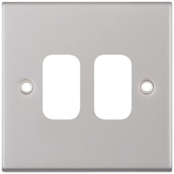 Selectric 5M GRID360 Satin Chrome 2 Gang Faceplate