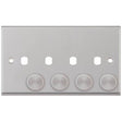 Selectric 7M-Pro Satin Chrome 2 Gang Quad Aperture Dimmer Plate with Matching Knobs