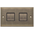 Selectric 5M Antique Brass 4 Gang 10A 2 Way Switch with Black Insert