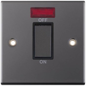 Selectric 5M Black Nickel 1 Gang 45A DP Switch with Neon and Black Insert