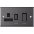 Selectric 7M-Pro Black Nickel 45A DP Switch and 13A Switched Socket with Black Insert