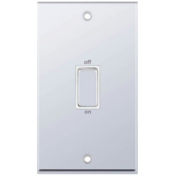 Selectric 7M-Pro Polished Chrome 2 Gang 45A DP Switch with White Insert
