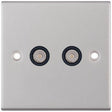 Selectric 5M Satin Chrome 2 Gang TV/FM Socket with Black Insert