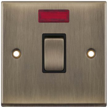 Selectric 7M-Pro Antique Brass 1 Gang 20A DP Switch with Neon and Black Insert