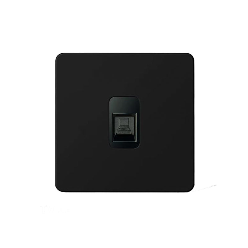 Caradok Matt Black Metal Screwless Cat 6 Socket
