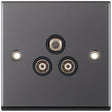Selectric 7M-Pro Black Nickel Triplex SAT/TV/FM Socket with Black Insert