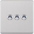 Selectric 5M-Plus Screwless Satin Chrome 3 Gang 10A 2 Way Toggle Switch