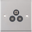 Selectric 7M-Pro Satin Chrome Triplex SAT/TV/FM Socket with Grey Insert