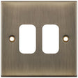 Selectric 5M GRID360 Antique Brass 2 Gang Faceplate