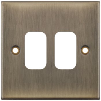Selectric 5M GRID360 Antique Brass 2 Gang Faceplate