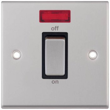 Selectric 7M-Pro Satin Chrome 1 Gang 45A DP Switch with Neon and Black Insert