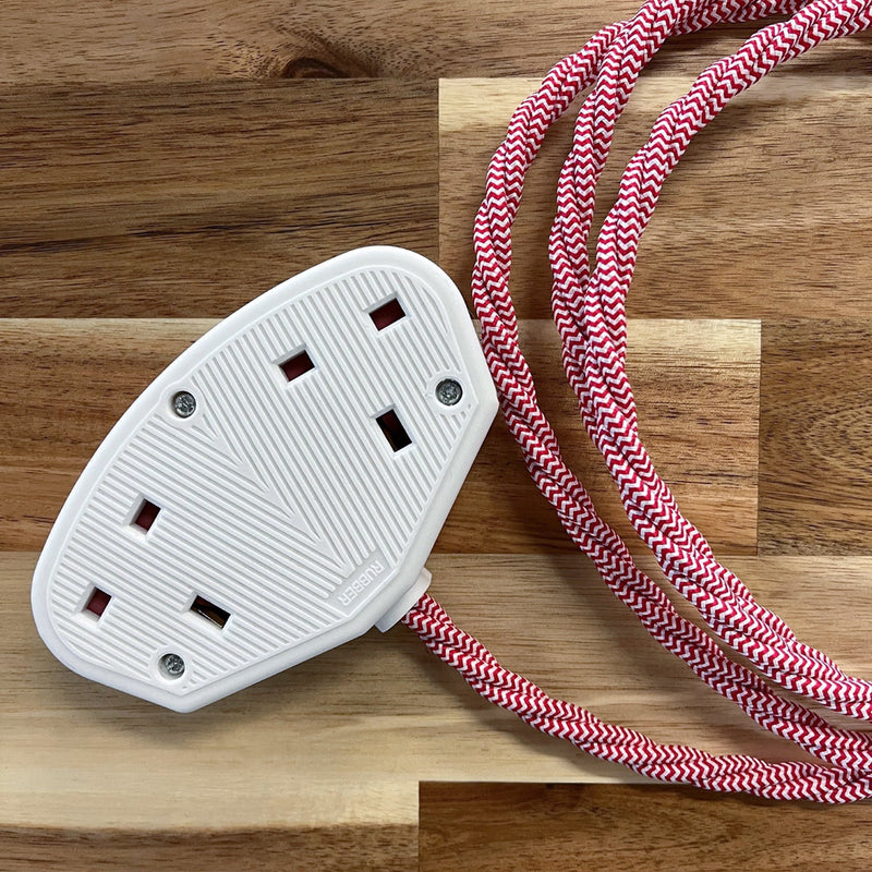 Christmas Red/White Decorative Extension Lead - White Trailing Socket