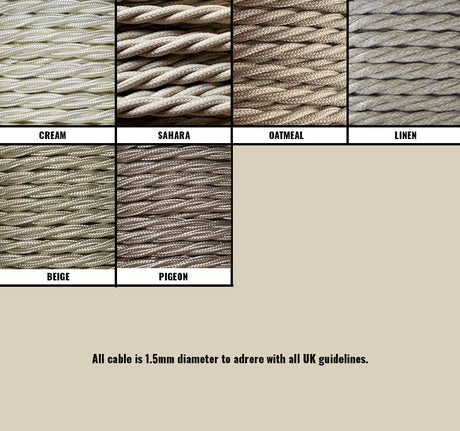 Cream / Linen Braided Fabric Decorative Extension Lead - 2 Gang White Trailing Socket