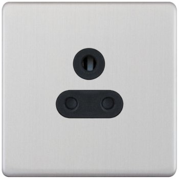 Selectric 5M-Plus Satin Chrome 1 Gang 5A Round Pin Socket with Black Insert
