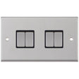 Selectric 7M-Pro Satin Chrome 4 Gang 10A 2 Way Switch with Black Insert