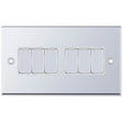 Selectric 7M-Pro Polished Chrome 6 Gang 10A 2 Way Switch with White Insert