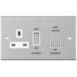 Selectric 5M Satin Chrome 45A DP Switch and 13A Switched Socket with White Insert