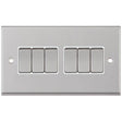 Selectric 7M-Pro Satin Chrome 6 Gang 10A 2 Way Switch with White Insert
