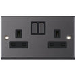 Selectric 7M-Pro Black Nickel 2 Gang 13A Switched Socket with Black Insert
