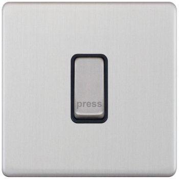 Selectric 5M-Plus Satin Chrome 1 Gang 10A Push to Make Switch with Black Insert
