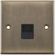 Selectric 7M-Pro Antique Brass 1 Gang Telephone Master Socket with Black Insert