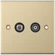 Selectric 5M Satin Brass 2 Gang Satellite and TV/FM Socket with Black Insert