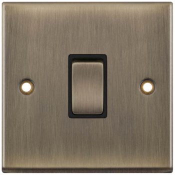 Selectric 7M-Pro Antique Brass 1 Gang 20A DP Switch with Black Insert