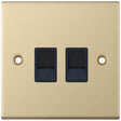 Selectric 5M Satin Brass 2 Gang RJ45 Data Socket with Black Insert