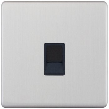 Selectric 5M-Plus Satin Chrome 1 Gang RJ45 Socket with Black Insert