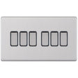 Selectric 5M-Plus Screwless Satin Chrome 6 Gang 10A 2 Way Switch with Grey Insert