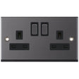 Selectric 7M-Pro Black Nickel 2 Gang 13A DP Switched Socket with Black Insert