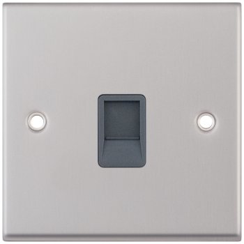Selectric 7M-Pro Satin Chrome 1 Gang RJ45 Socket with Grey Insert