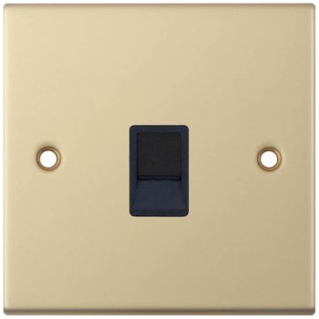 Selectric 5M Satin Brass 1 Gang RJ11 Socket with Black Insert